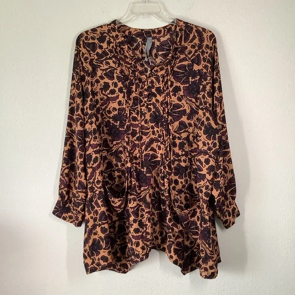 MELISSA MCCARTHY Floral Tunic Blouse 2X Asymmetric Hem Work Office Spring Boho - Picture 3 of 15
